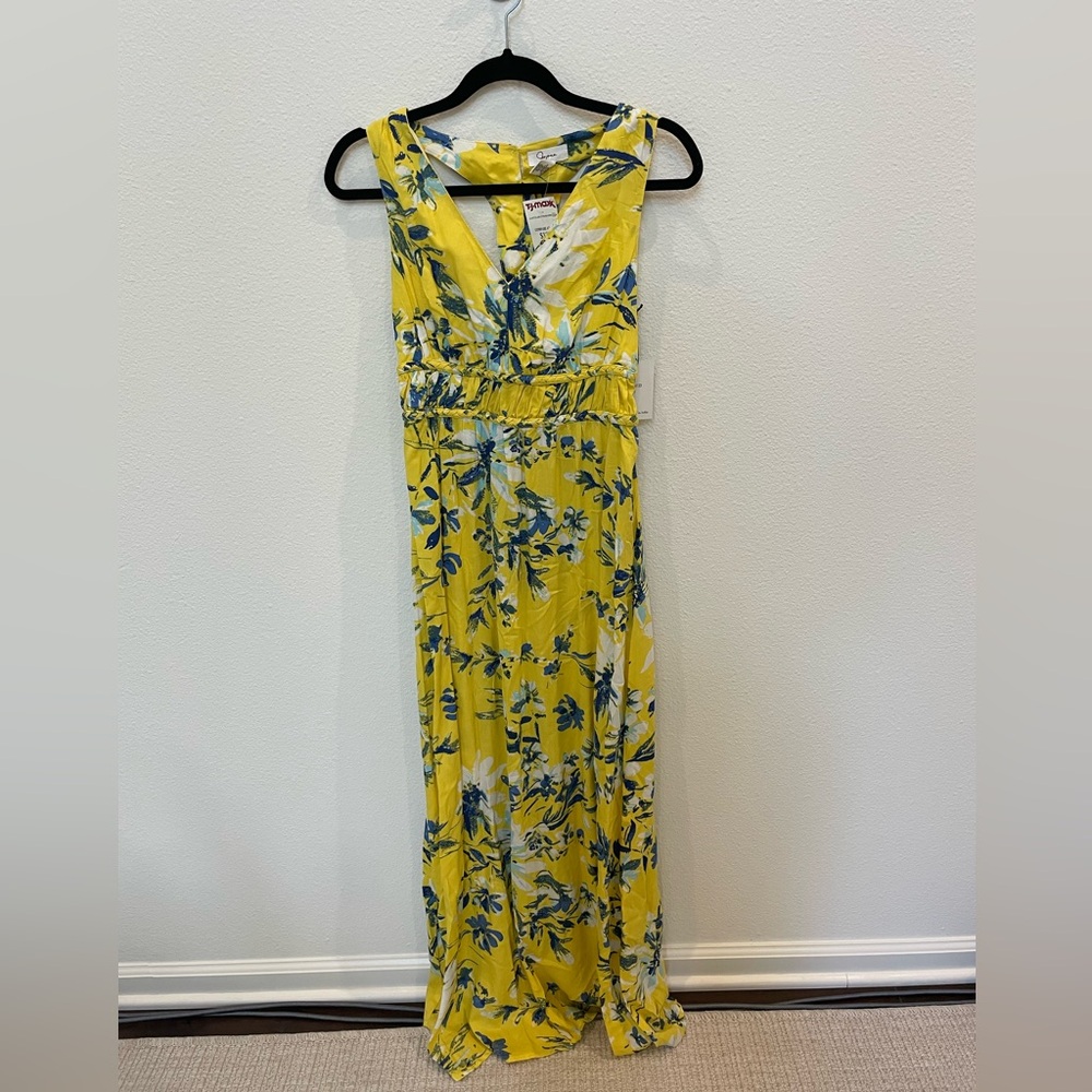 Japna Yellow and Blue Floral Maxi Dress